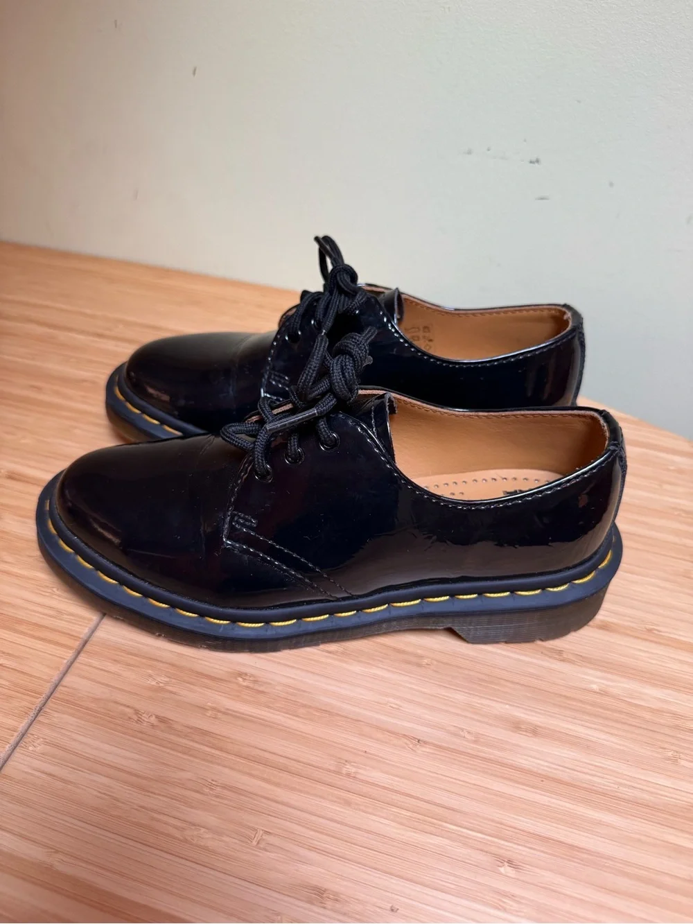 Dr. Martens 1461 QUAD Black Gloss Leather Oxford Shoes Women's Size 6